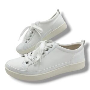 Vionic Winny‎ White Leather Crocodile Embossed Lace Up Sneakers Shoes Size 7.5